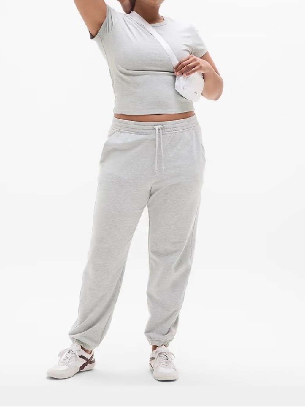 Athleta Light Gray High-Rise Drawstring Joggers Size Large - Picture 6 of 16
